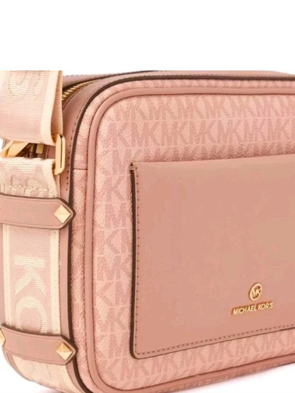Michael Kors Jet Set Crossbody Logo Canvas - Blush EUC - Picture 2 of 9
